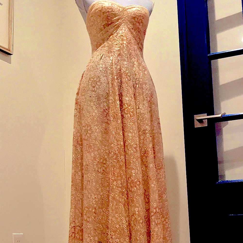James Coviello Lace Gown sweetheart neckline